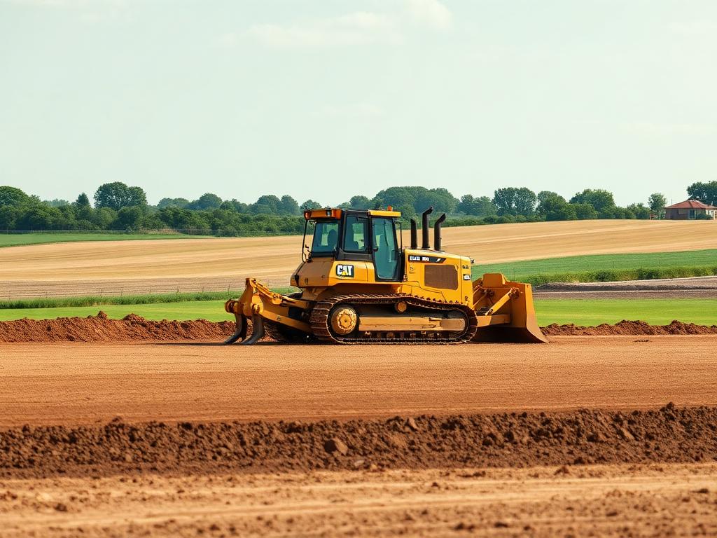 Bouteur effectuant le nivellement d'un terrain