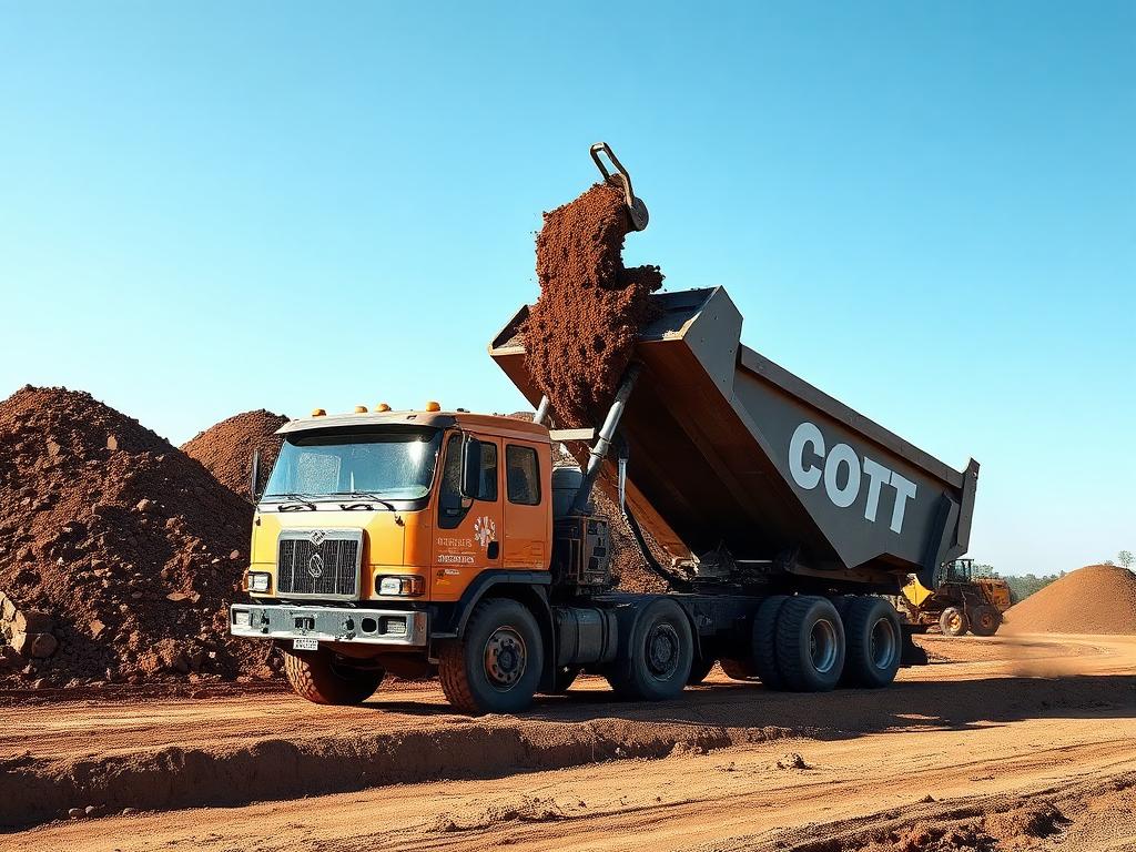 Camion chargé de terre sur un chantier d'excavation
